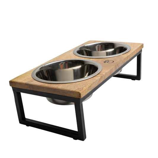 Mango Wood & Metal Elevated Bowls